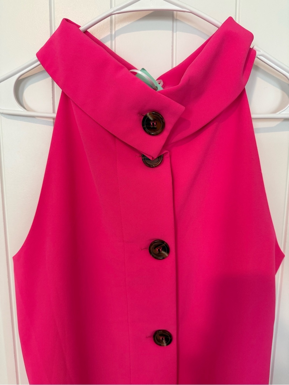 NWT Sail to Sable Hot Pink Sleeveless Button Front Shift Dress Size M $228 - Picture 5 of 5